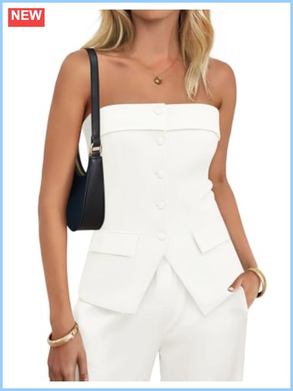 Strapless Blazer Vest Women Sleeveless Suit Waistcoat